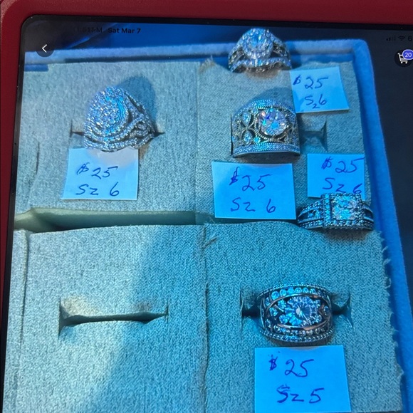 Rings 11 ttl as/rhodium, three are as/giks, all 5 rings on right sz 6 - Picture 5 of 8